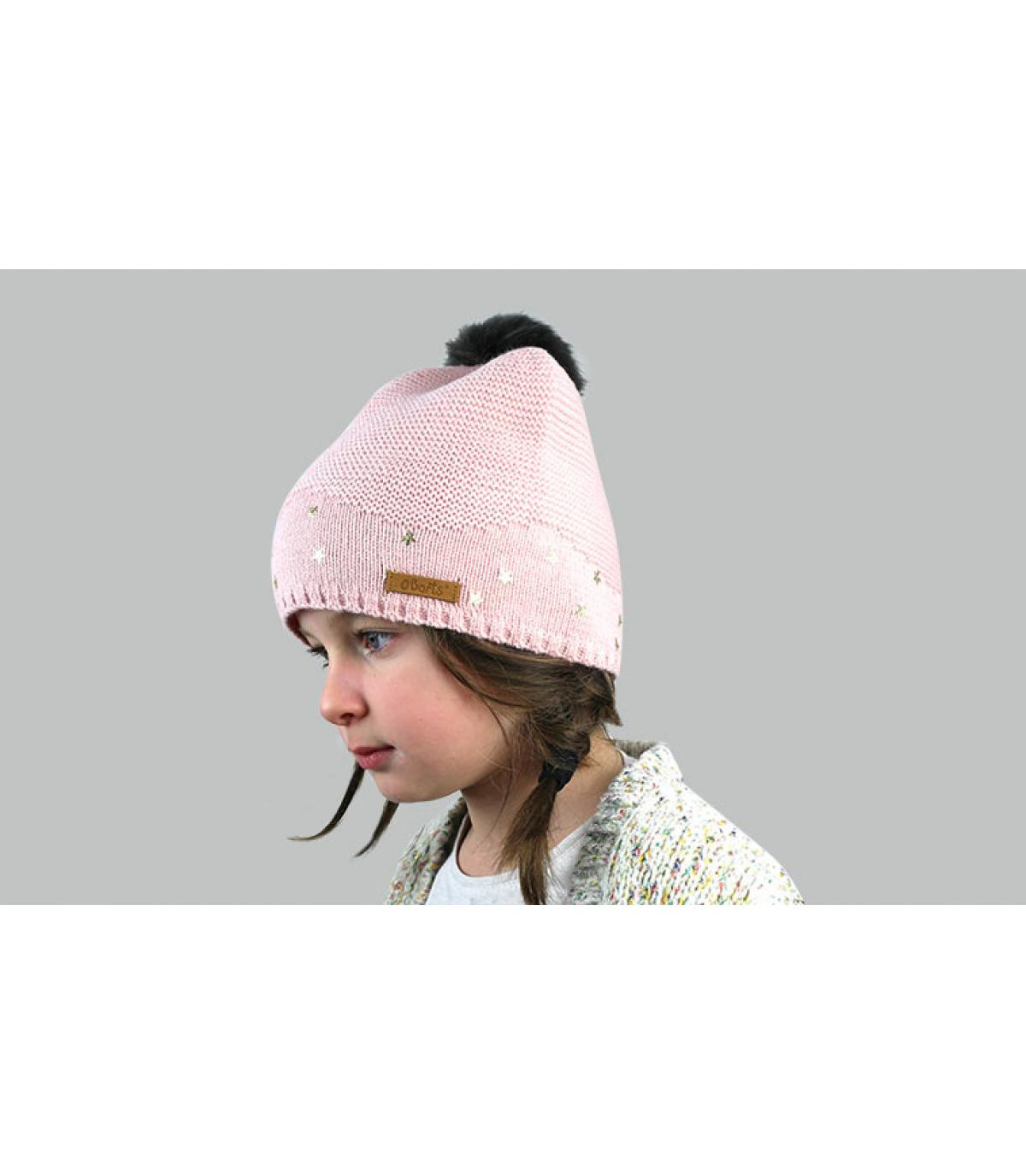 pink child beanie fur pompom Nerida Beanie Kids pink